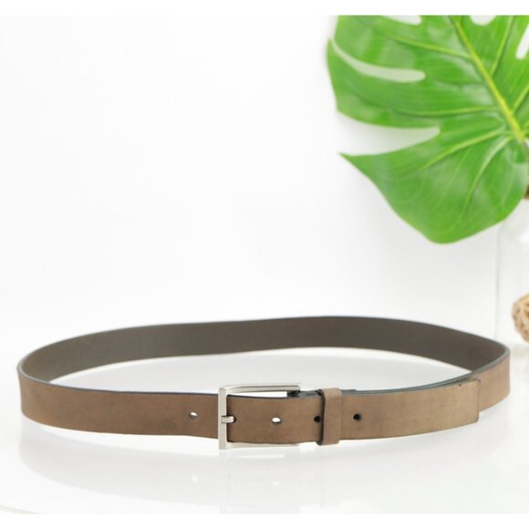 Calvin Klein Mens Belt Size 38 Genuine Leather Tan Khaki Beige Business Casual - Picture 1 of 16
